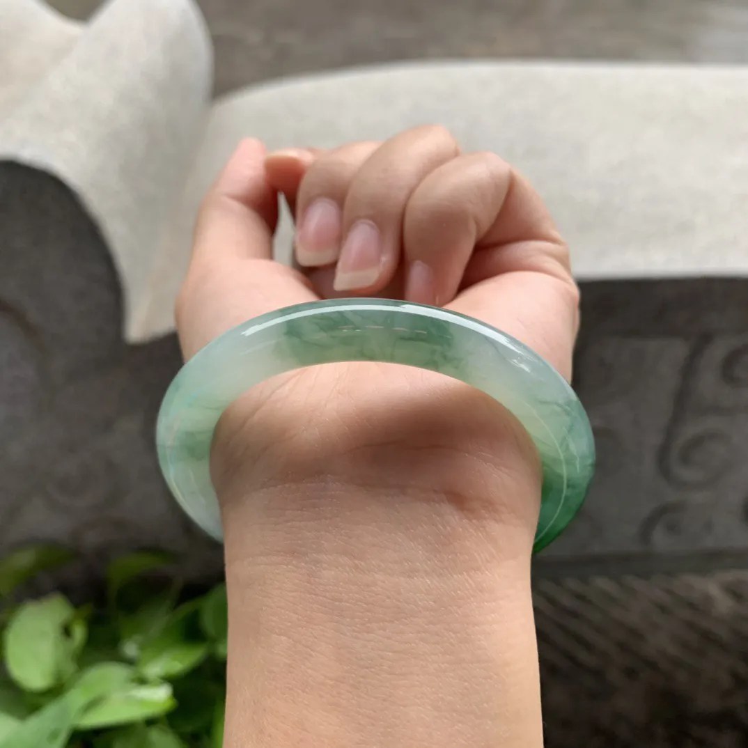 圈口 54.3-8.8【冰辣绿圆条手镯】圆条54 55可戴