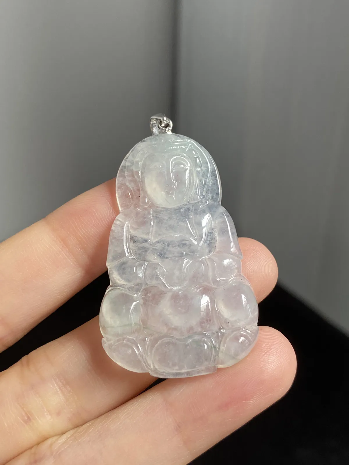 翡翠冰种白色吊坠，印记：G18K