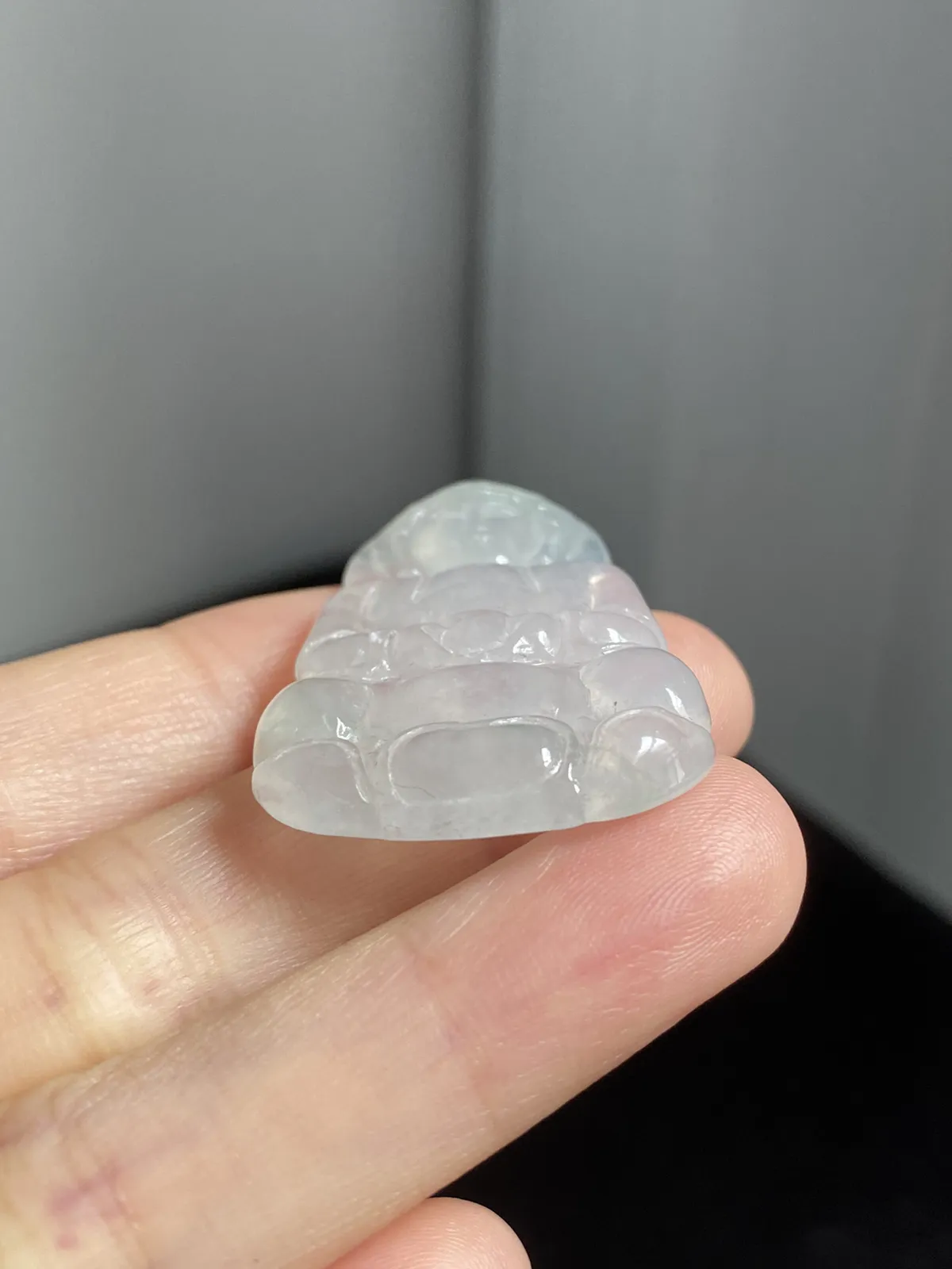 翡翠冰种白色吊坠，印记：G18K