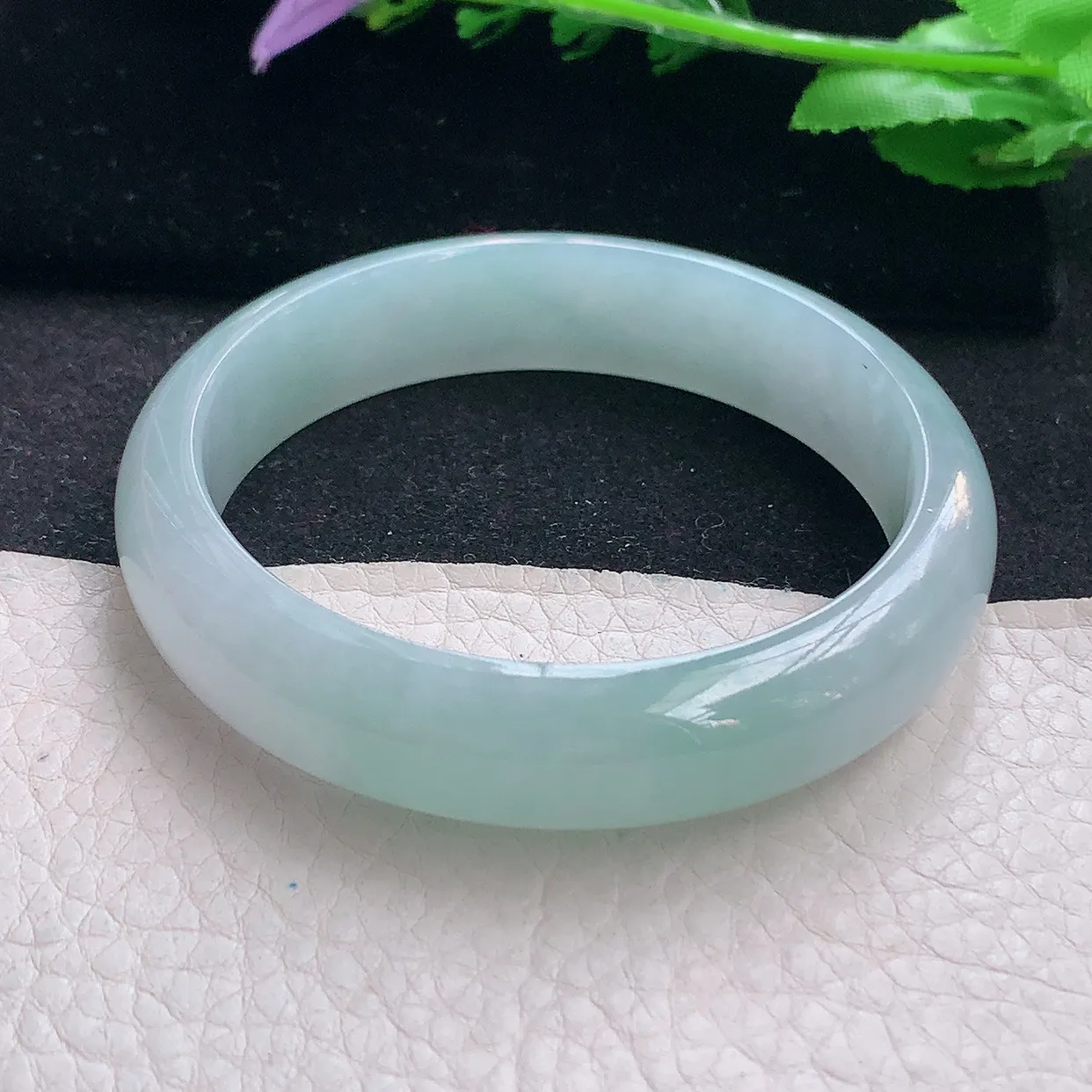 js自然光58*13.8*7.2平安镯 翡翠a货玉手镯冰晴宽边珠宝玉手环