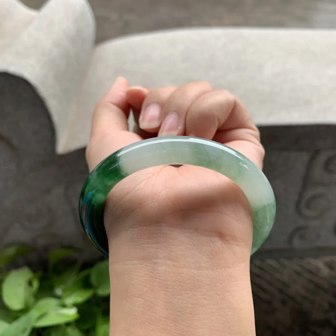 圈口 54.3-8.8【冰辣绿圆条手镯】圆条54 55可戴