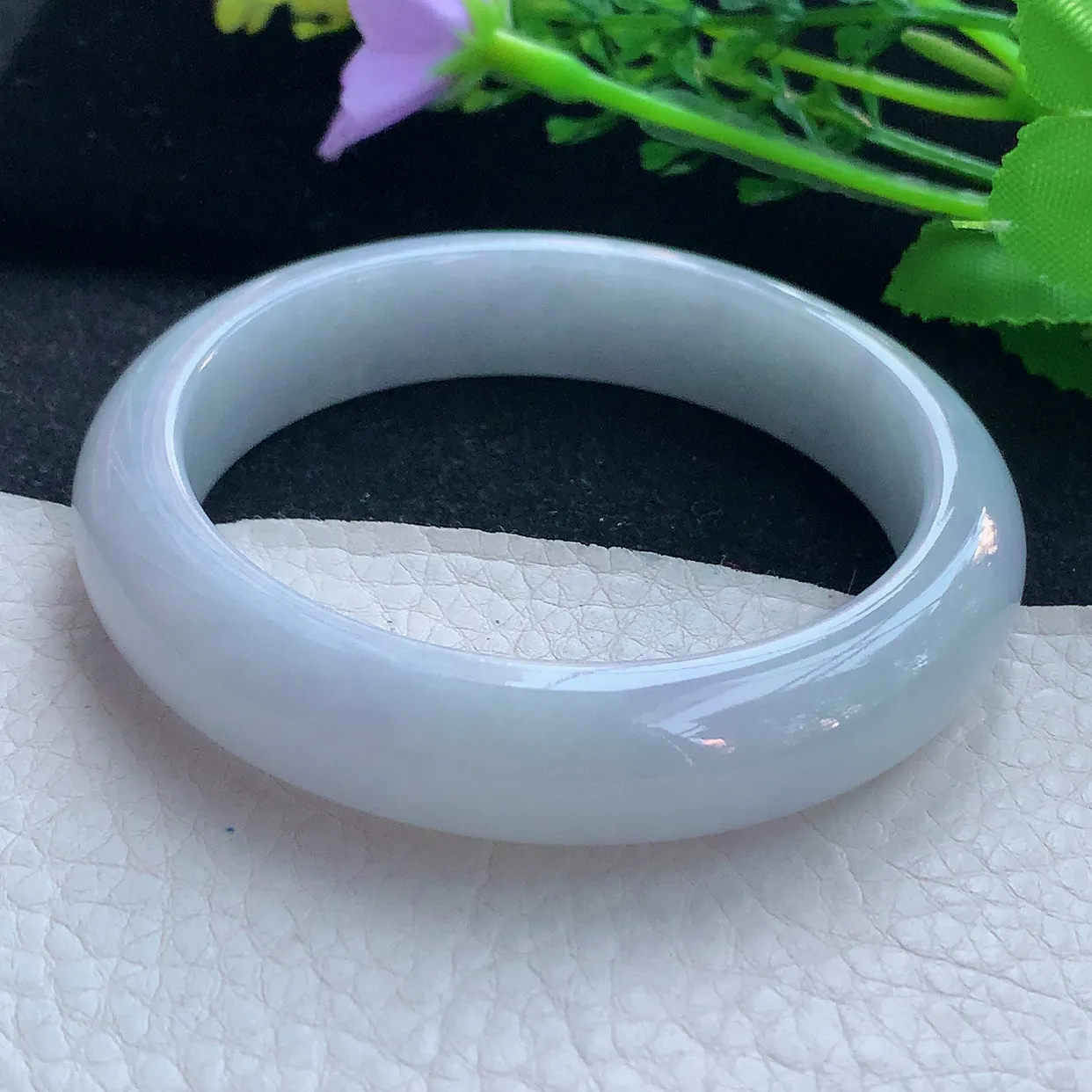 xx自然光57*13.2*8.5平安镯 翡翠a货玉手镯白月光宽边珠宝玉手环