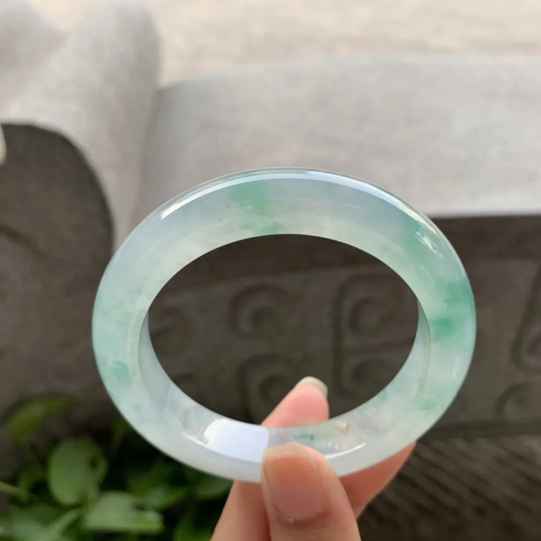 小圈口53.8-11.9-9.4 【高冰飘花正圈手镯】正圈53 54可戴