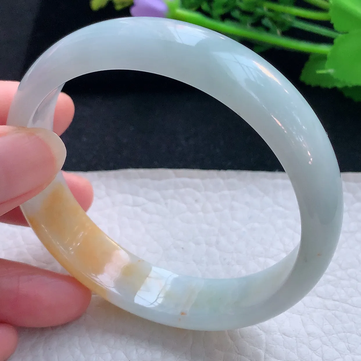 mq大圈口60*15.2*6.8轮胎招财镯 翡翠a货玉手镯双彩宽边珠宝玉手环