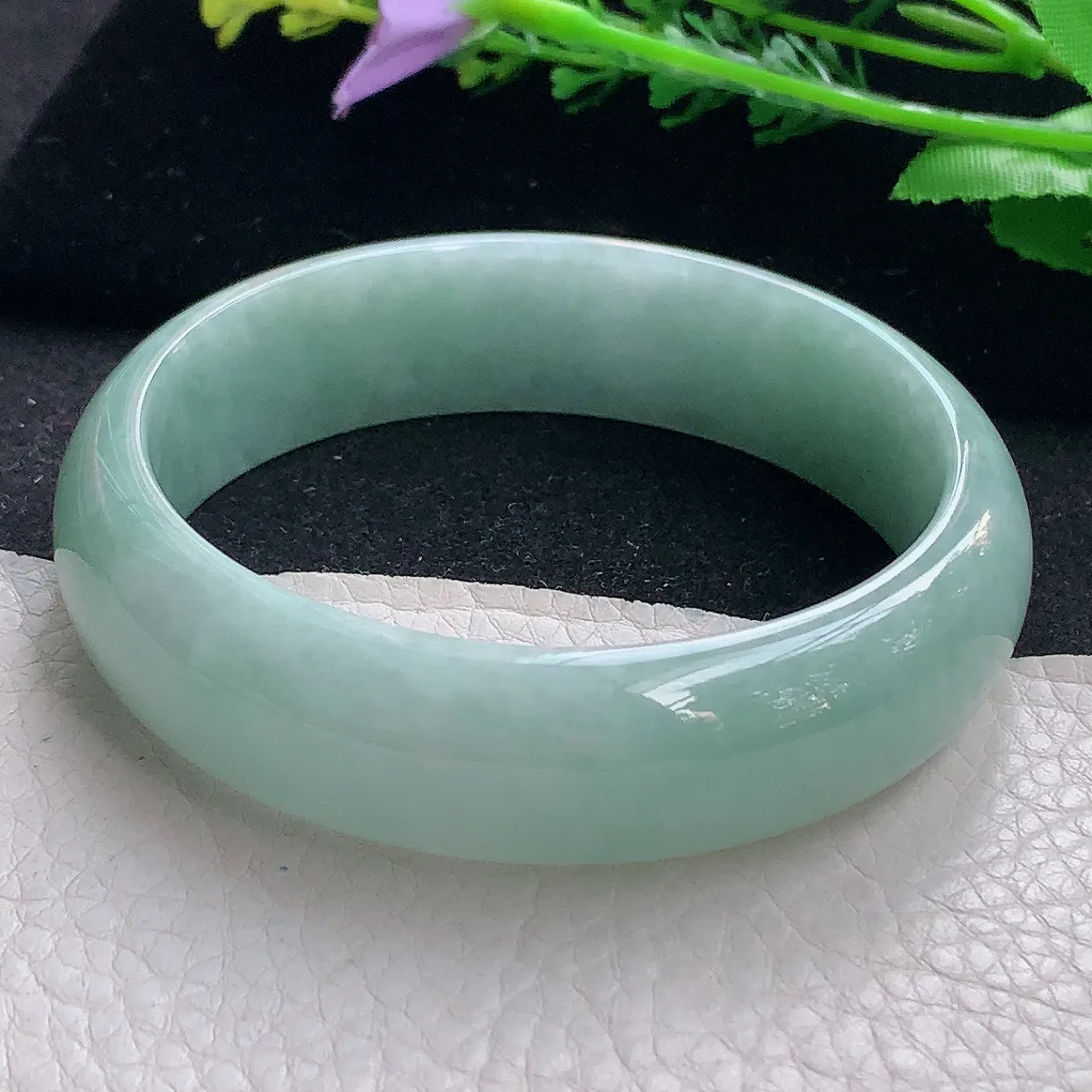 js大圈口61*17.4*7.6轮胎镯 翡翠a货玉手镯清新宽边珠宝玉手环