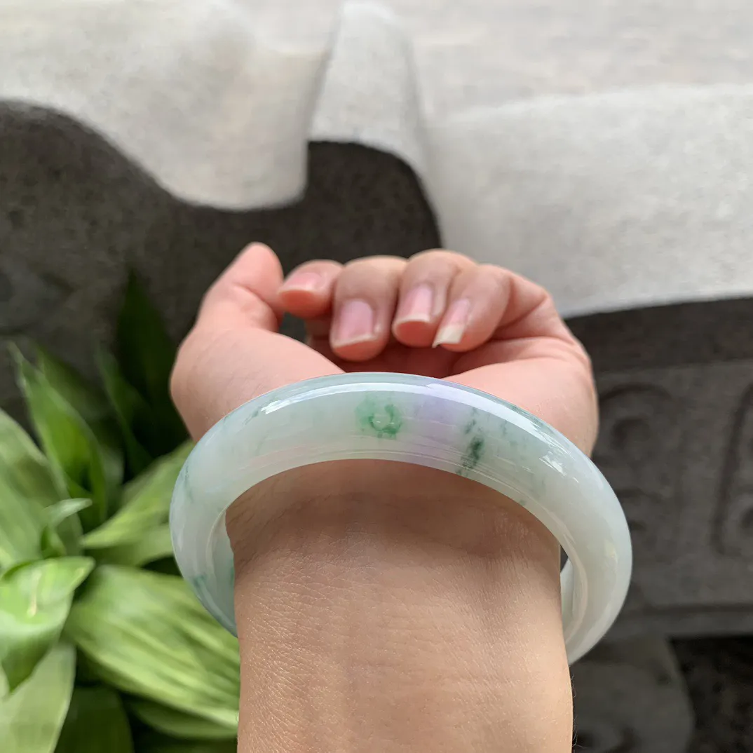 大圈口 59.7-13.7-8.9【飘绿正圈手镯】正圈59 60可戴