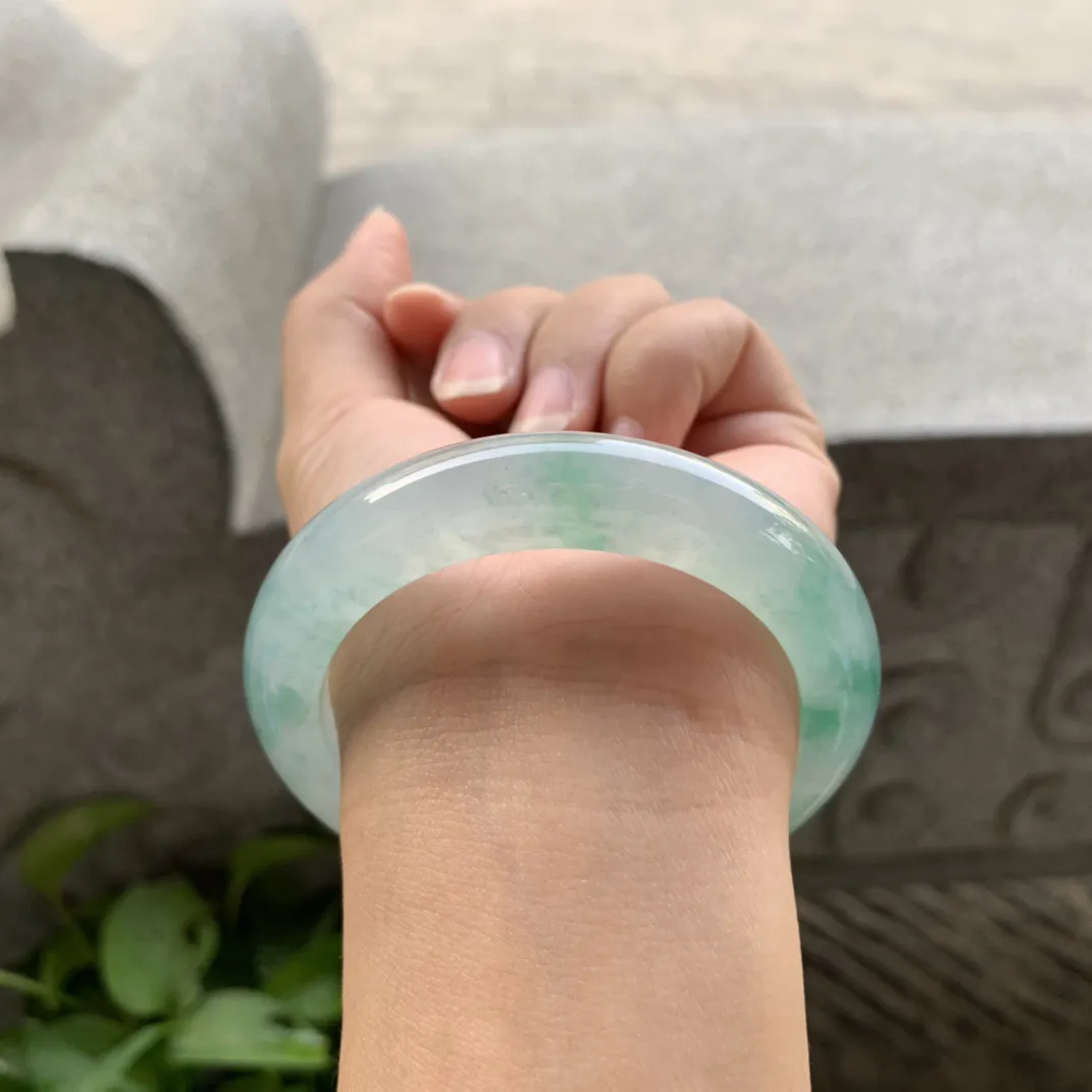 小圈口53.8-11.9-9.4 【高冰飘花正圈手镯】正圈53 54可戴