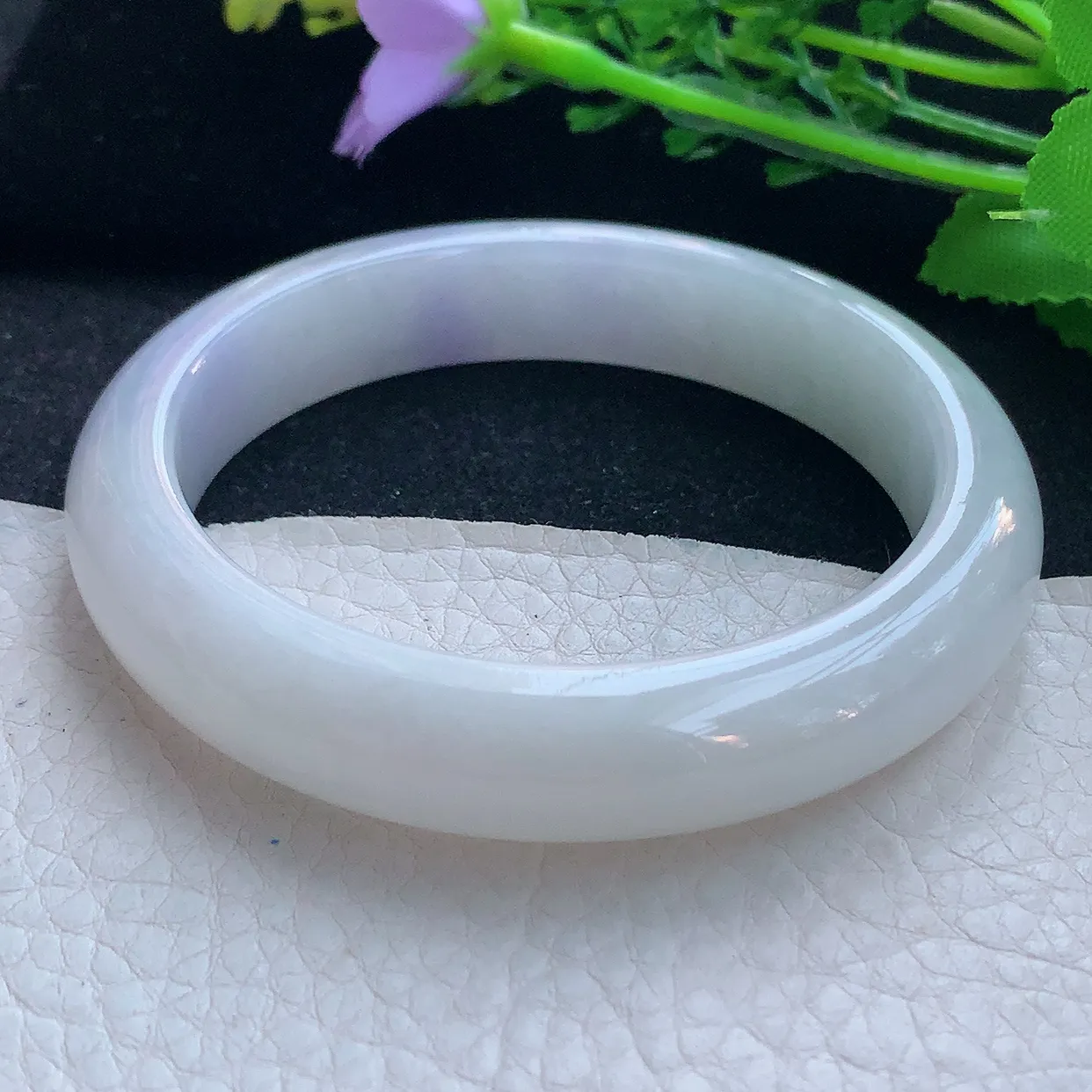 xx自然光57*12.5*8.8平安镯 翡翠a货玉手镯飘紫宽边珠宝玉手环