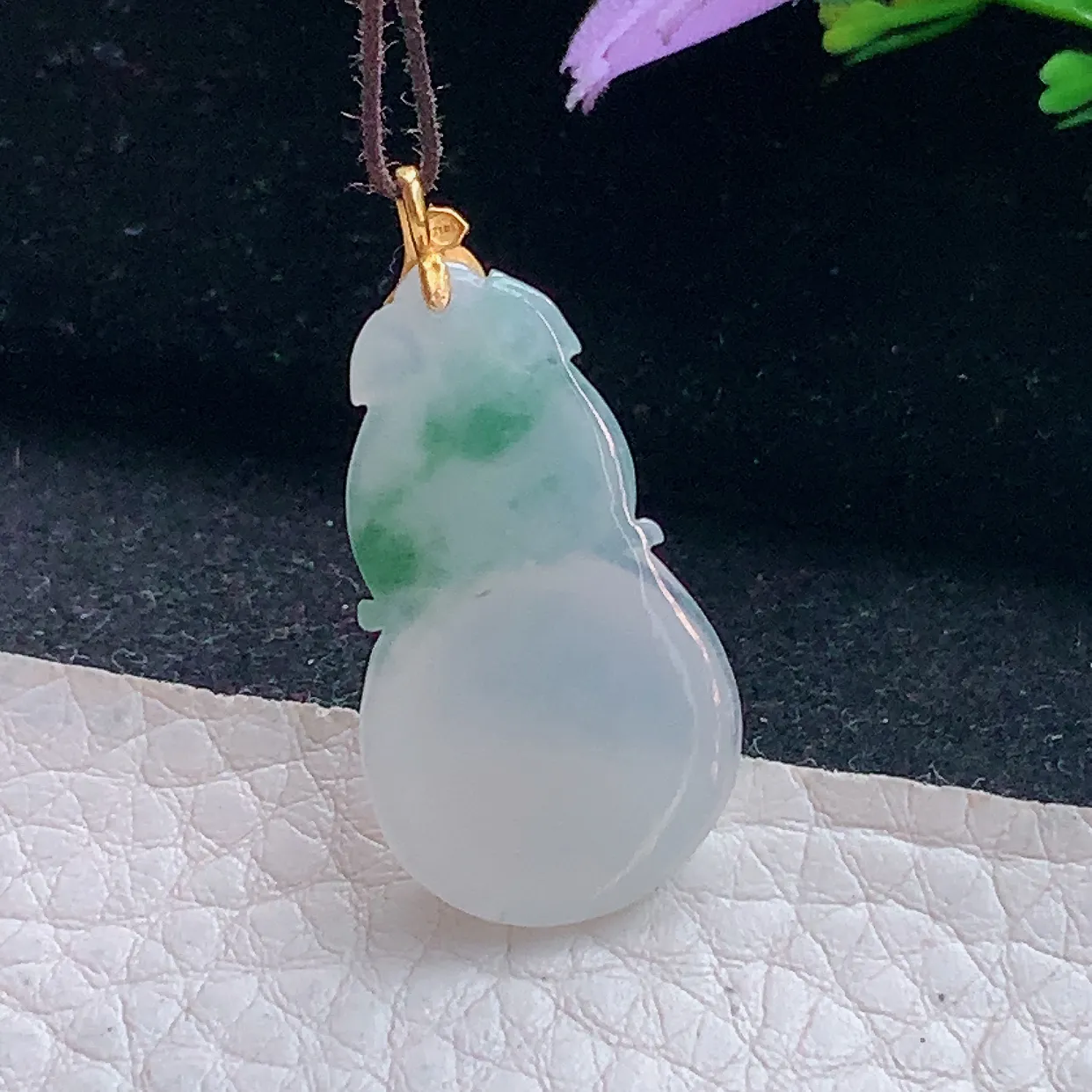 x54自然光30.8*15.3*5.6精美翡翠a货冰飘花葫芦 玉葫芦玉吊坠 玉挂件