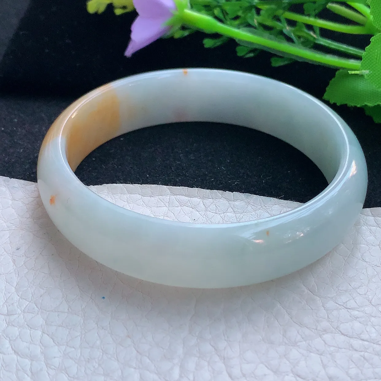 mq大圈口60*15.2*6.8轮胎招财镯 翡翠a货玉手镯双彩宽边珠宝玉手环