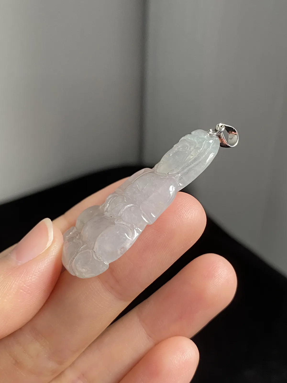 翡翠冰种白色吊坠，印记：G18K