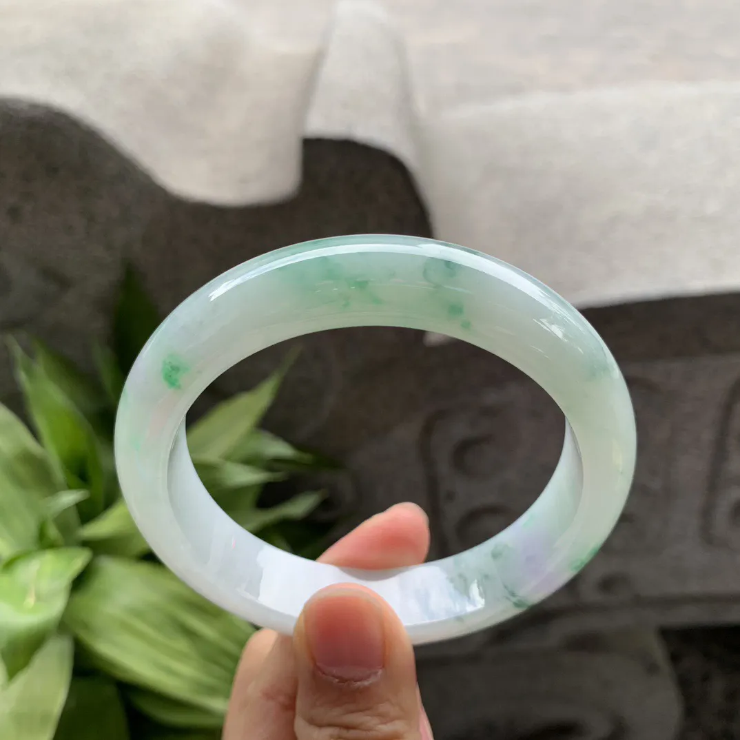 大圈口 59.7-13.7-8.9【飘绿正圈手镯】正圈59 60可戴