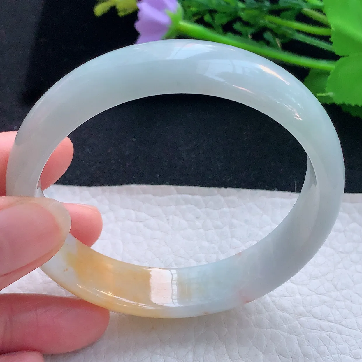 mq大圈口60*15.2*6.8轮胎招财镯 翡翠a货玉手镯双彩宽边珠宝玉手环