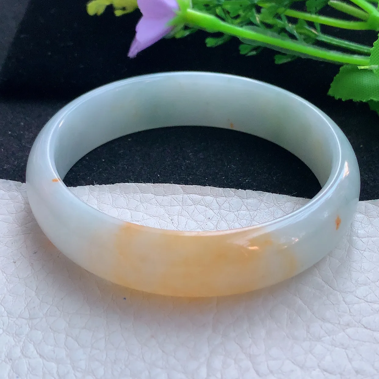 mq大圈口60*15.2*6.8轮胎招财镯 翡翠a货玉手镯双彩宽边珠宝玉手环