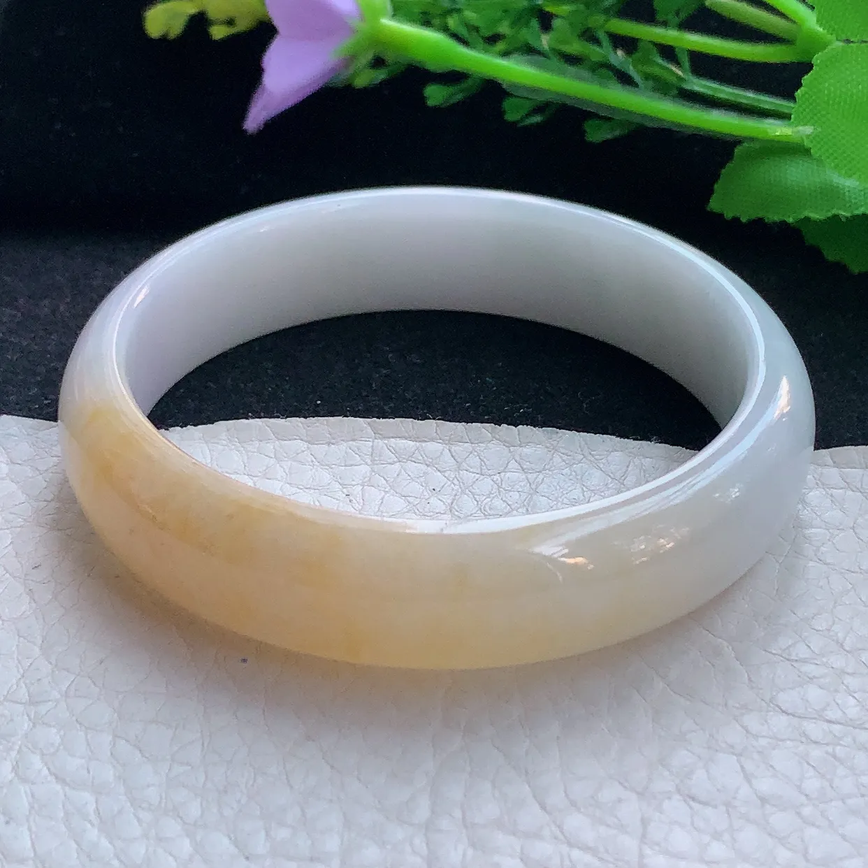 mq自然光59*14.5*7招财平安镯 翡翠a货玉手镯双彩宽边珠宝玉手环