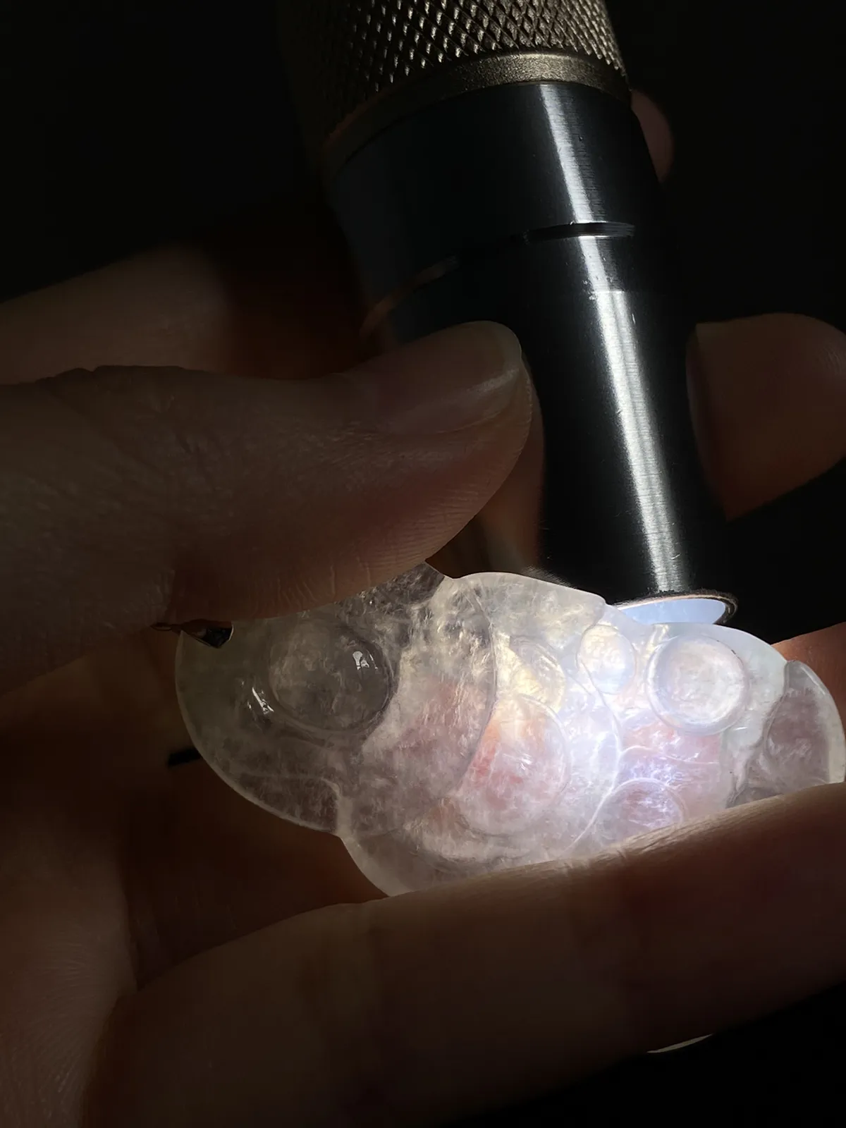 翡翠冰种白色吊坠，印记：G18K