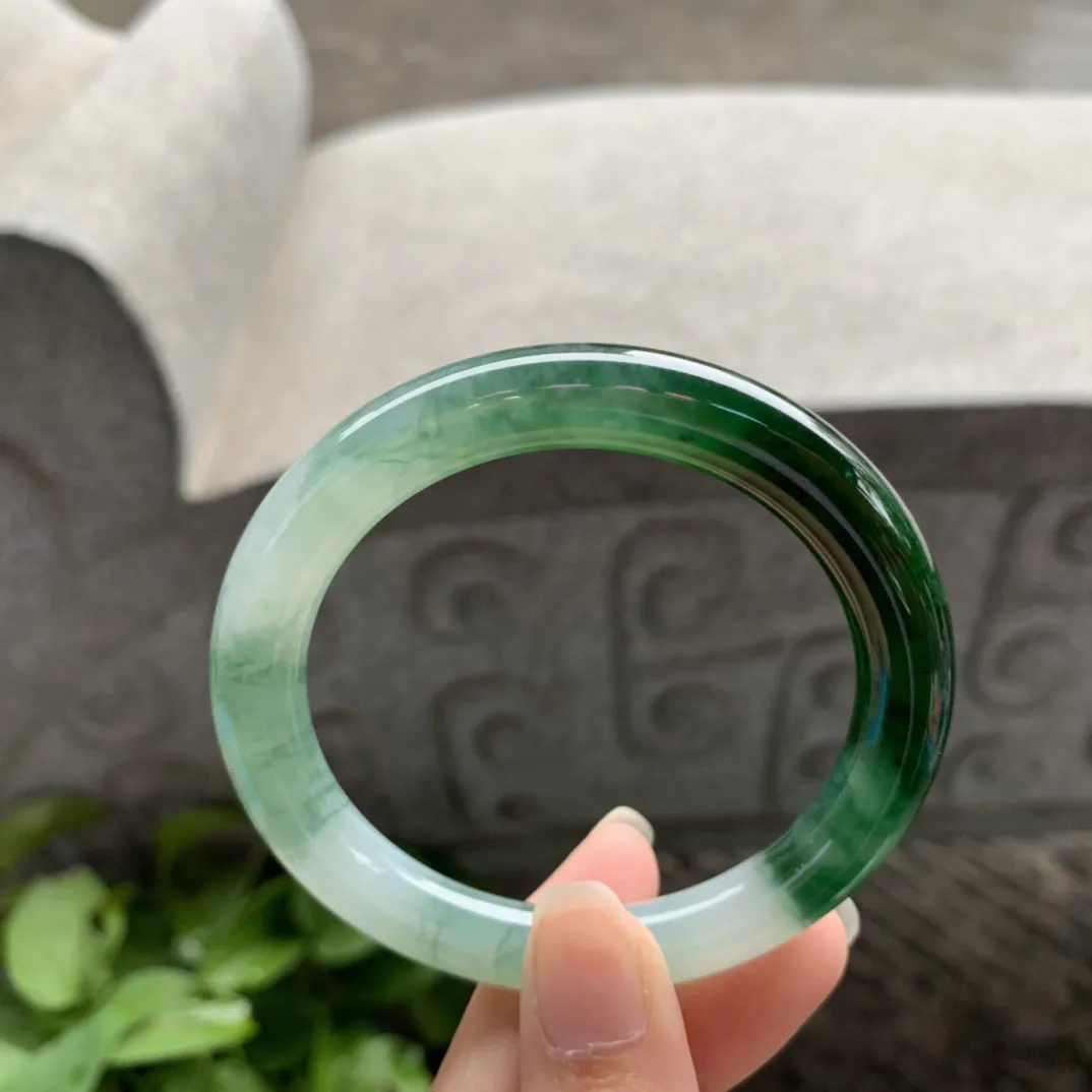 圈口 54.3-8.8【冰辣绿圆条手镯】圆条54 55可戴