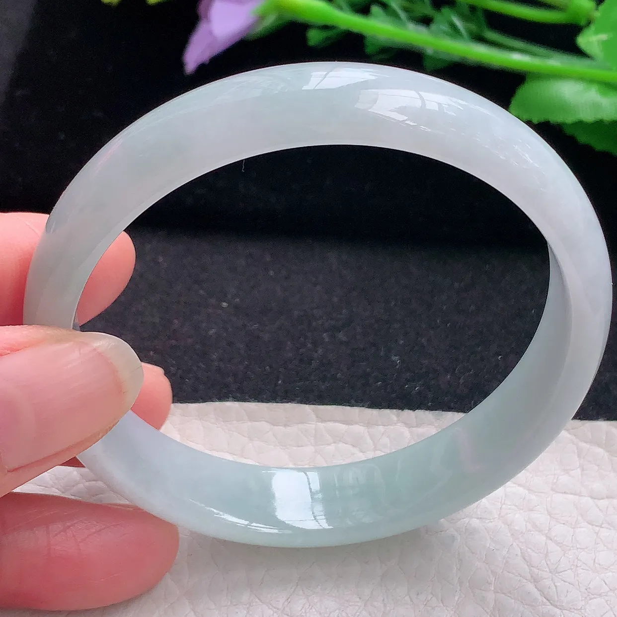 nr自然光58.5*12.5*6.3平安镯 翡翠a货玉手镯清新宽边珠宝玉手环