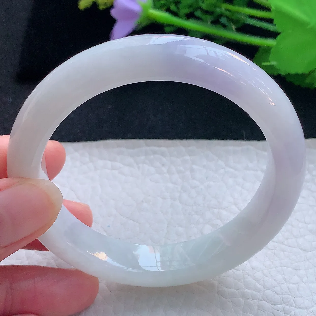 xx自然光57*12.5*8.8平安镯 翡翠a货玉手镯飘紫宽边珠宝玉手环