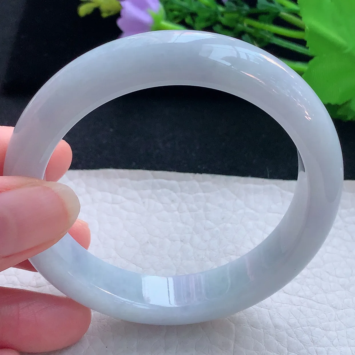 xx自然光57*13.2*8.5平安镯 翡翠a货玉手镯白月光宽边珠宝玉手环