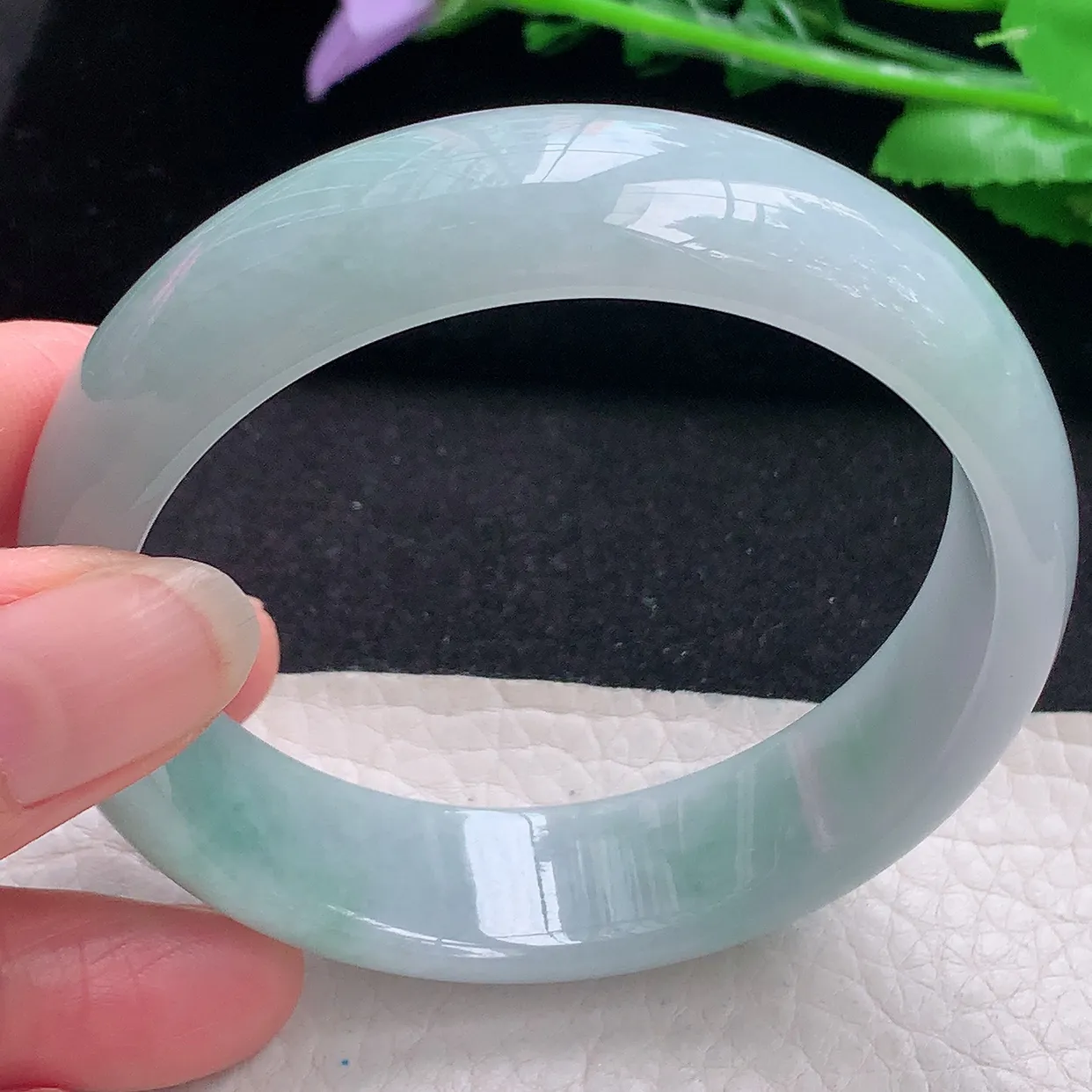 nr自然光59*16.5*7.3轮胎镯 翡翠a货玉手镯清新宽边珠宝玉手环