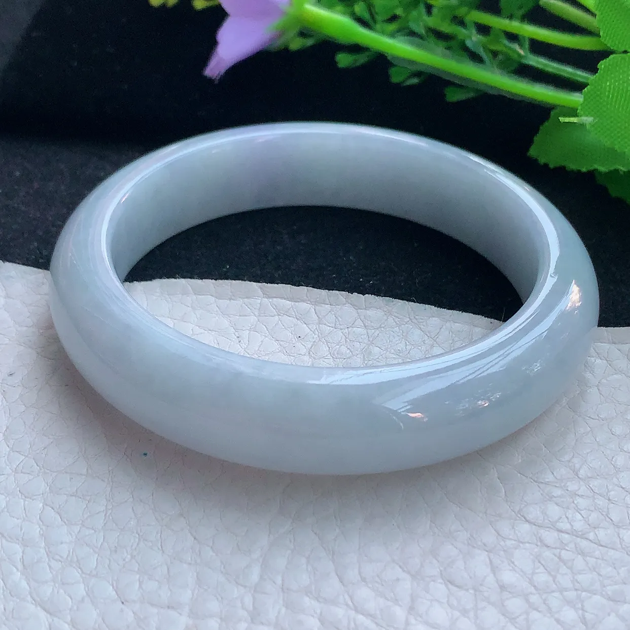 xx自然光57*13.2*8.5平安镯 翡翠a货玉手镯白月光宽边珠宝玉手环