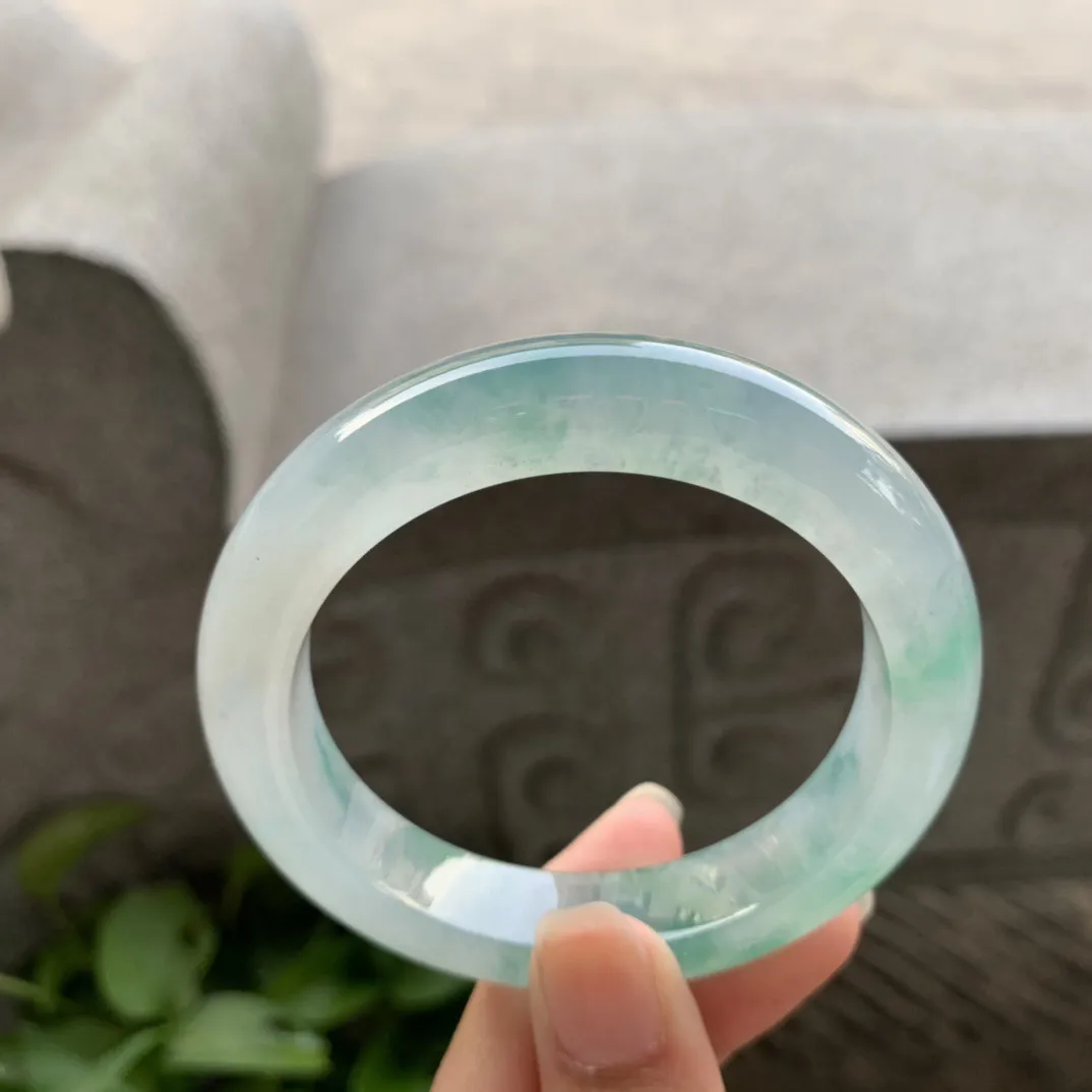 小圈口53.8-11.9-9.4 【高冰飘花正圈手镯】正圈53 54可戴