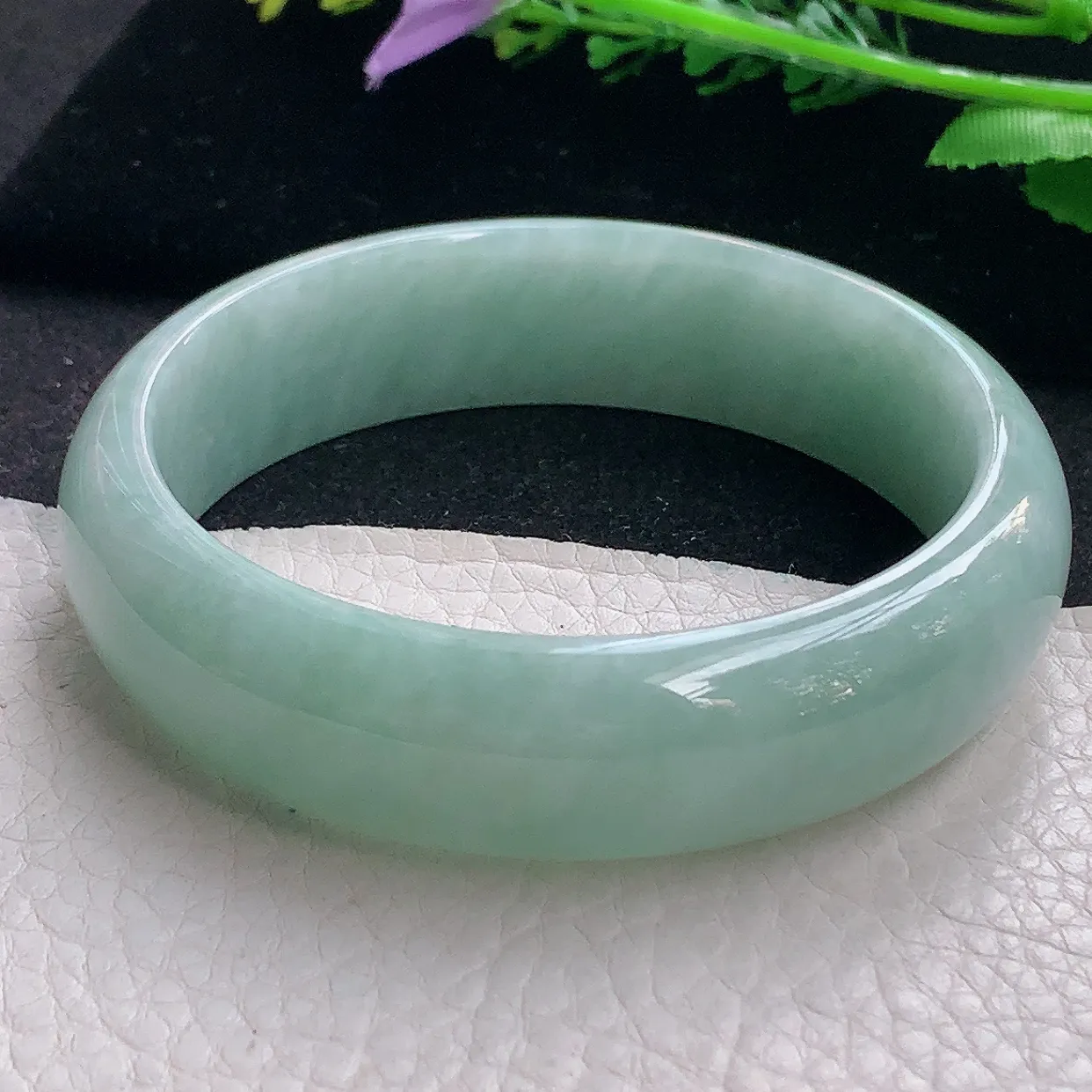 js大圈口61*17.4*7.6轮胎镯 翡翠a货玉手镯清新宽边珠宝玉手环