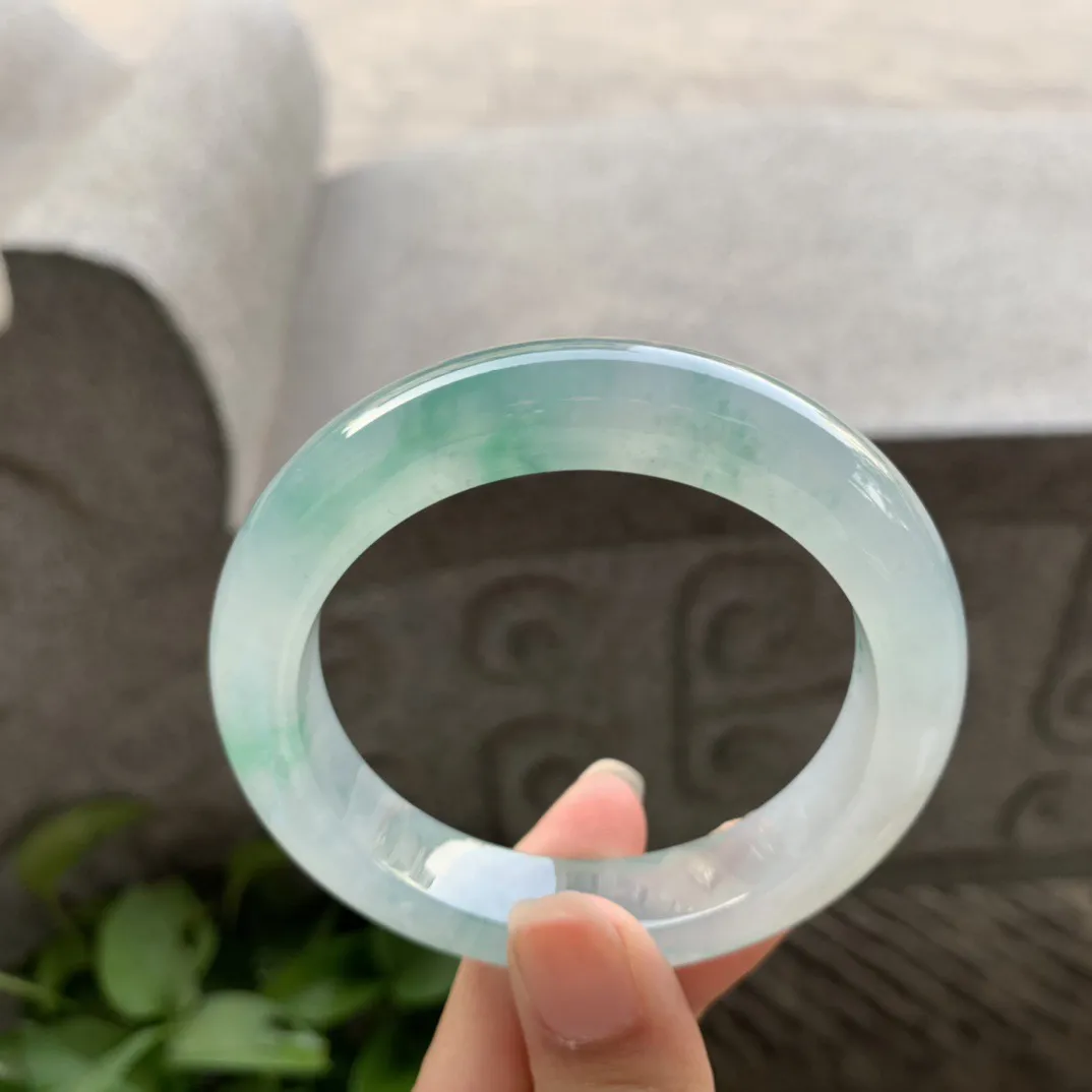 小圈口53.8-11.9-9.4 【高冰飘花正圈手镯】正圈53 54可戴