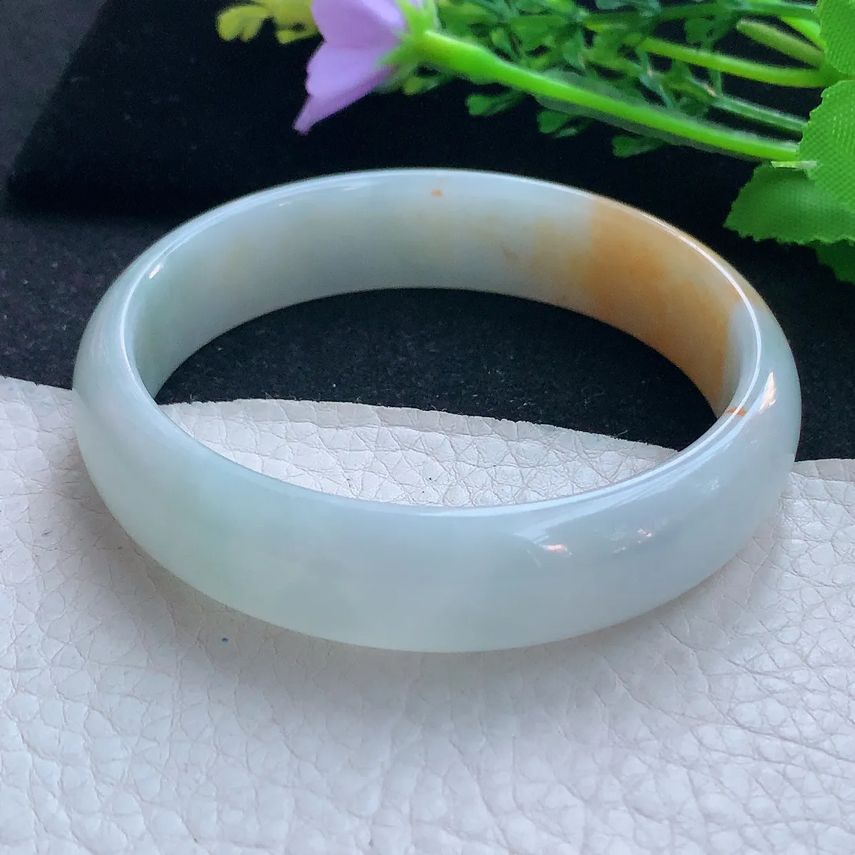 mq大圈口60*15.2*6.8轮胎招财镯 翡翠a货玉手镯双彩宽边珠宝玉手环