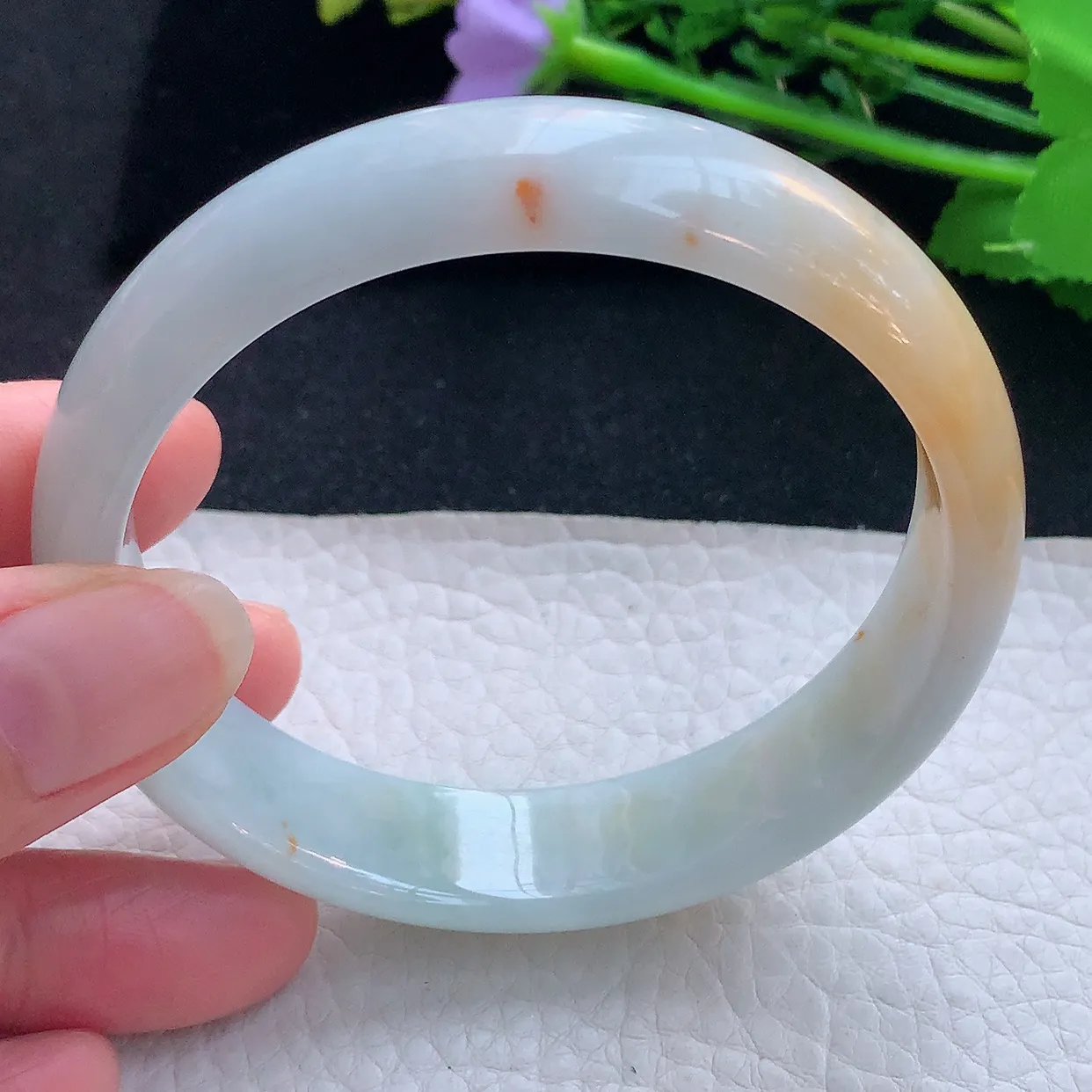 mq大圈口60*15.2*6.8轮胎招财镯 翡翠a货玉手镯双彩宽边珠宝玉手环