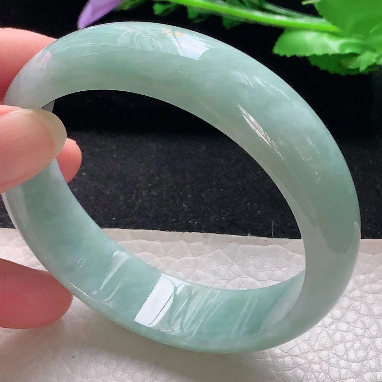 js大圈口61*17.4*7.6轮胎镯 翡翠a货玉手镯清新宽边珠宝玉手环