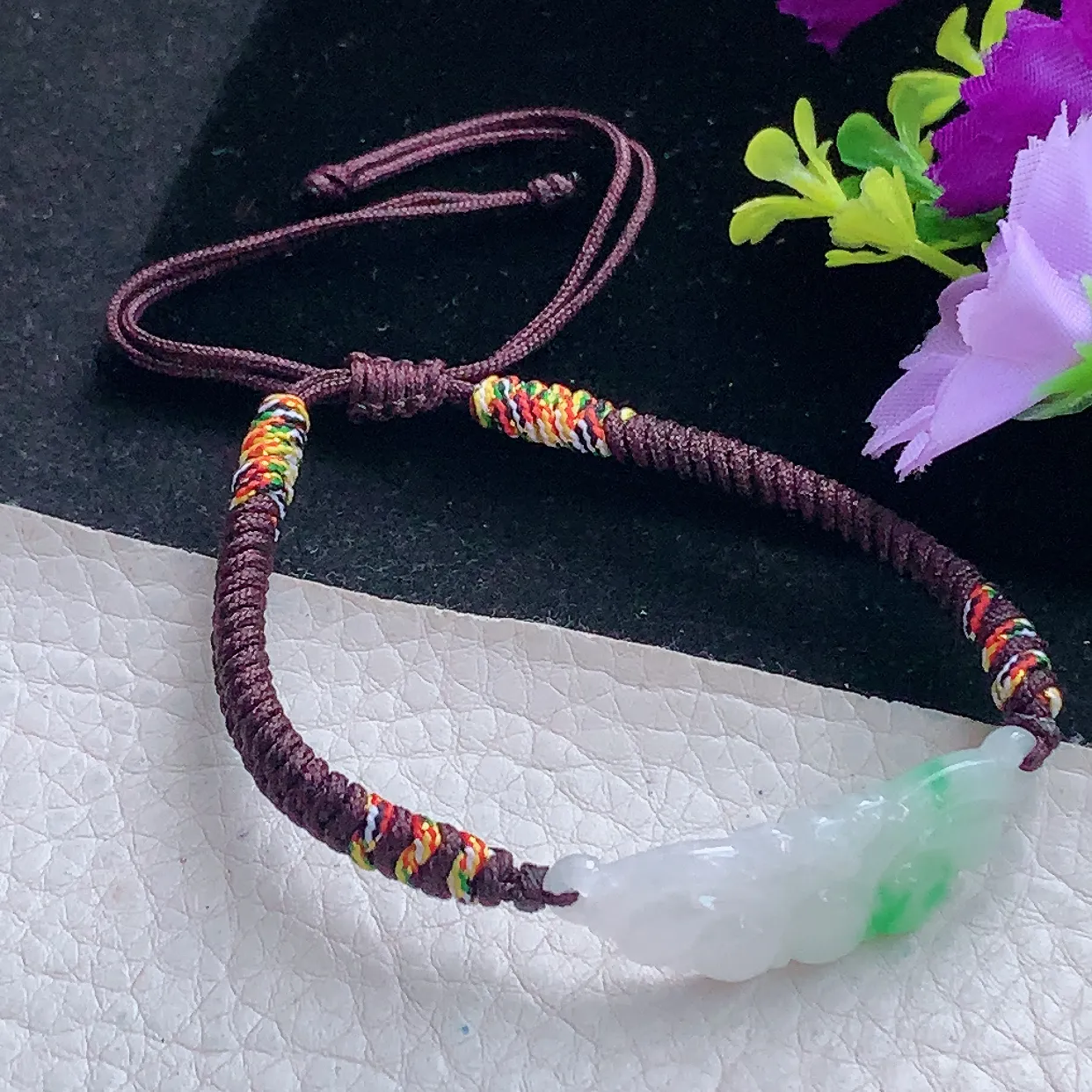 x54自然光37.5*12.2*3.2精雕翡翠a货飘绿气绵绵手牌玉手链 玉手串