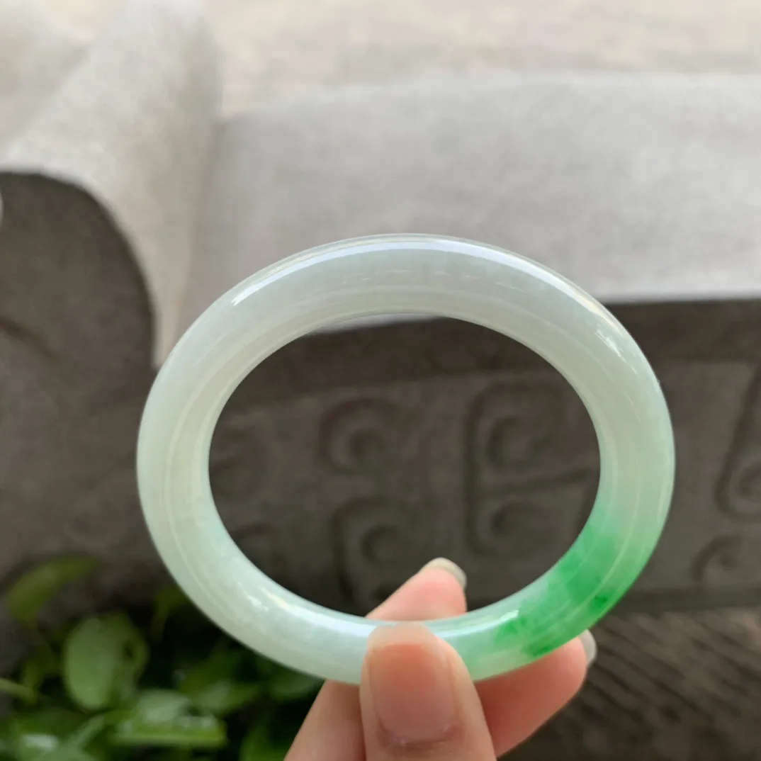 小圈口51.8-9.8 【飘阳绿圆条手镯】圆条51 52可戴