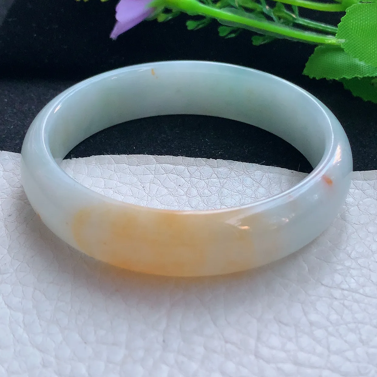 mq大圈口60*15.2*6.8轮胎招财镯 翡翠a货玉手镯双彩宽边珠宝玉手环