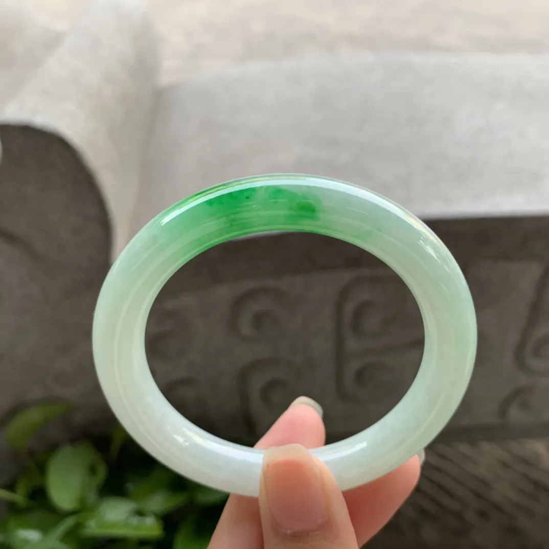 小圈口51.8-9.8 【飘阳绿圆条手镯】圆条51 52可戴