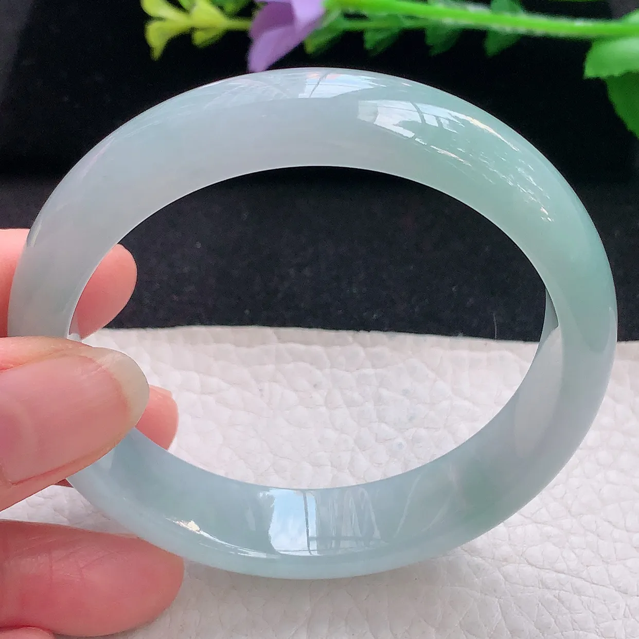 js自然光58*13.8*7.2平安镯 翡翠a货玉手镯冰晴宽边珠宝玉手环