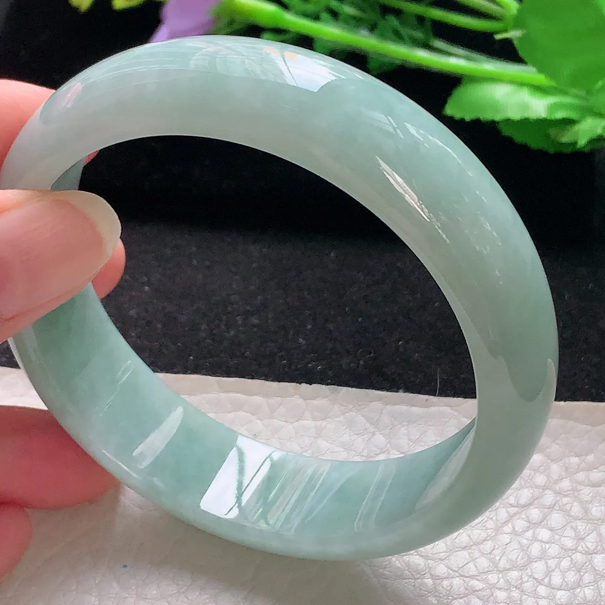 js大圈口61*17.4*7.6轮胎镯 翡翠a货玉手镯清新宽边珠宝玉手环
