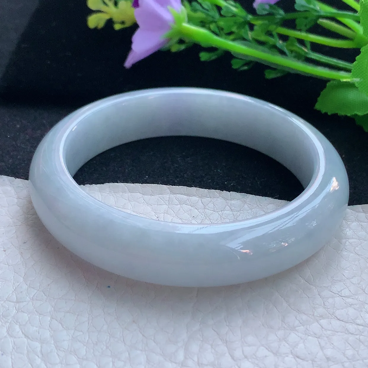 xx自然光57*13.2*8.5平安镯 翡翠a货玉手镯白月光宽边珠宝玉手环