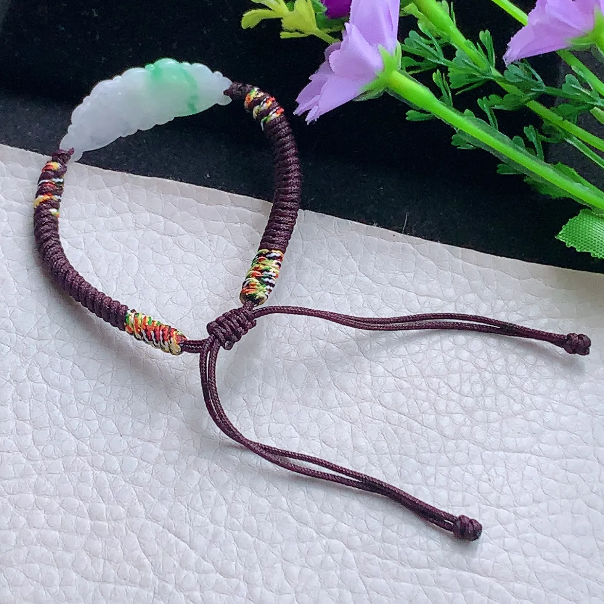 x54自然光37.5*12.2*3.2精雕翡翠a货飘绿气绵绵手牌玉手链 玉手串