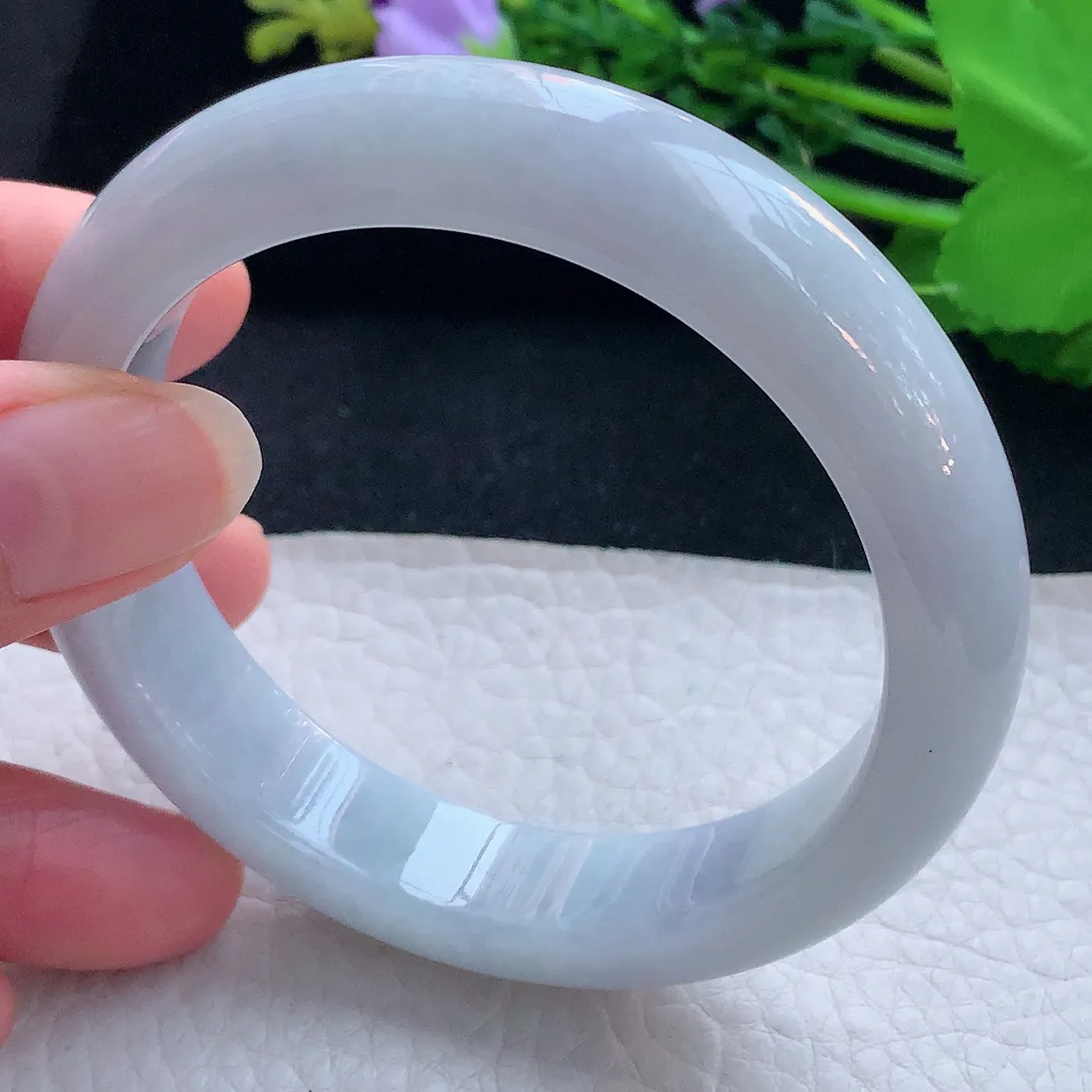 xx自然光57*13.2*8.5平安镯 翡翠a货玉手镯白月光宽边珠宝玉手环