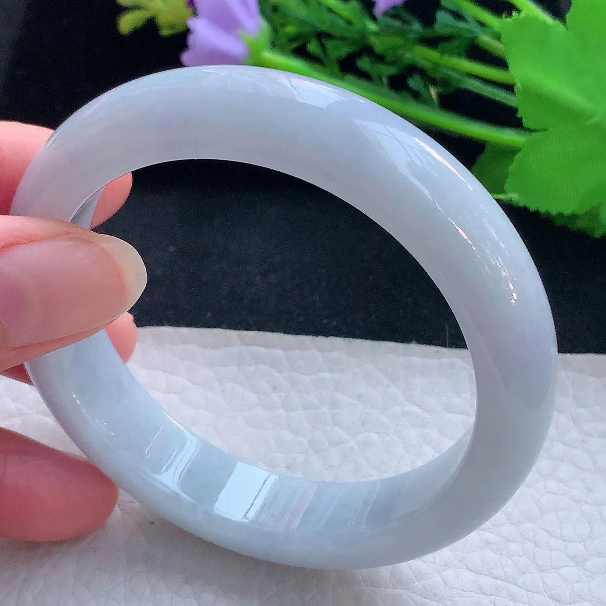 xx自然光57*13.2*8.5平安镯 翡翠a货玉手镯白月光宽边珠宝玉手环