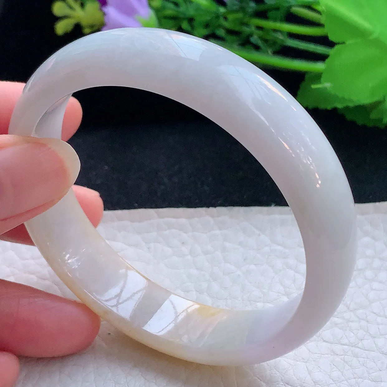 mq自然光59*14.5*7招财平安镯 翡翠a货玉手镯双彩宽边珠宝玉手环