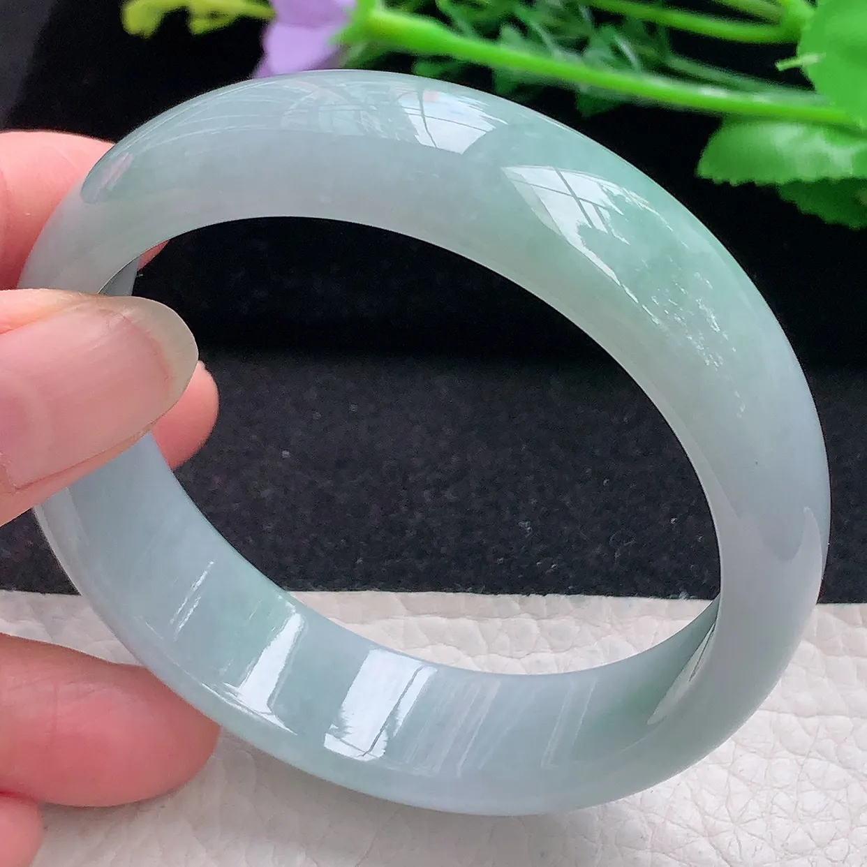 nr自然光59*16.5*7.3轮胎镯 翡翠a货玉手镯清新宽边珠宝玉手环