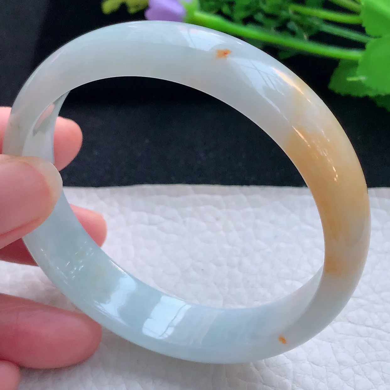 mq大圈口60*15.2*6.8轮胎招财镯 翡翠a货玉手镯双彩宽边珠宝玉手环