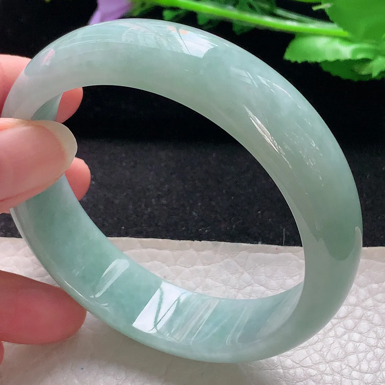 js大圈口61*17.4*7.6轮胎镯 翡翠a货玉手镯清新宽边珠宝玉手环
