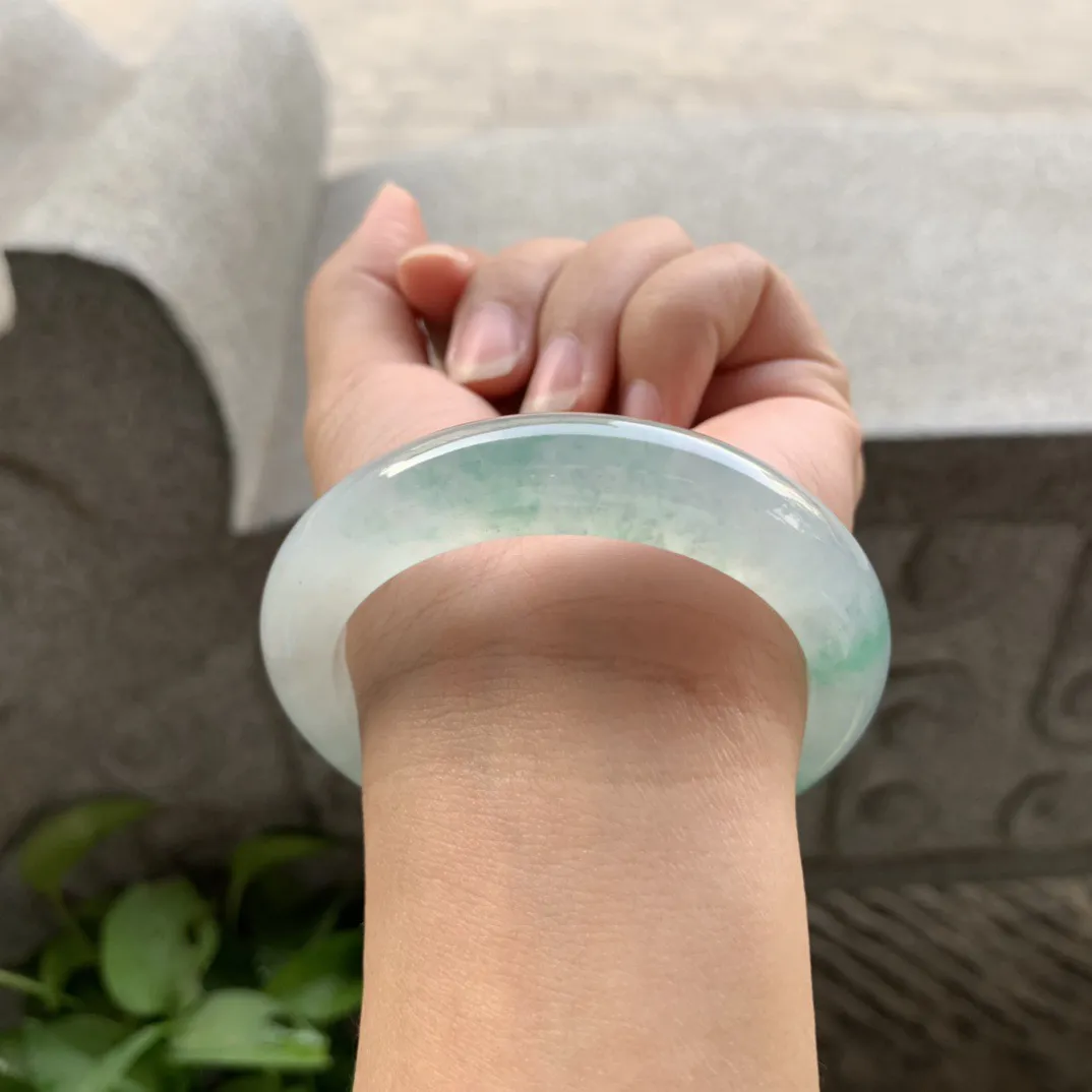 小圈口53.8-11.9-9.4 【高冰飘花正圈手镯】正圈53 54可戴