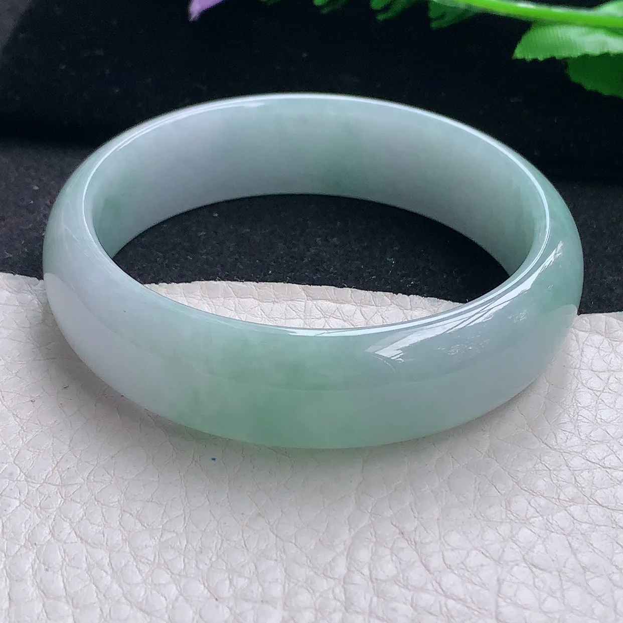 nr自然光59*16.5*7.3轮胎镯 翡翠a货玉手镯清新宽边珠宝玉手环