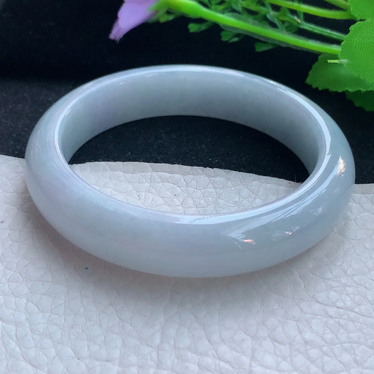 xx自然光57*13.2*8.5平安镯 翡翠a货玉手镯白月光宽边珠宝玉手环