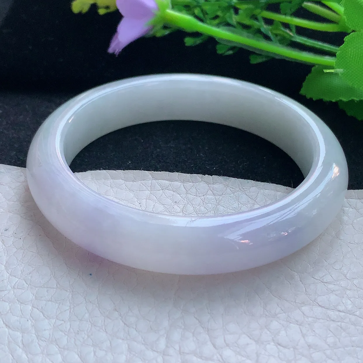 xx自然光57*12.5*8.8平安镯 翡翠a货玉手镯飘紫宽边珠宝玉手环